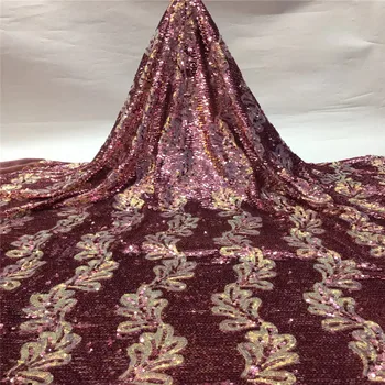 

Velvet Lace Fabric Dresses Latest Nigerian Embroidered French Tulle Lace Fabric High Quality African Sequined Lace Fabric