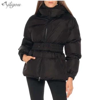 

Ailigou New Winter Women Jackets High Quality Black Letters Hooded Coat Women Fashion Jacket Warm Women Clothing Casual Coat