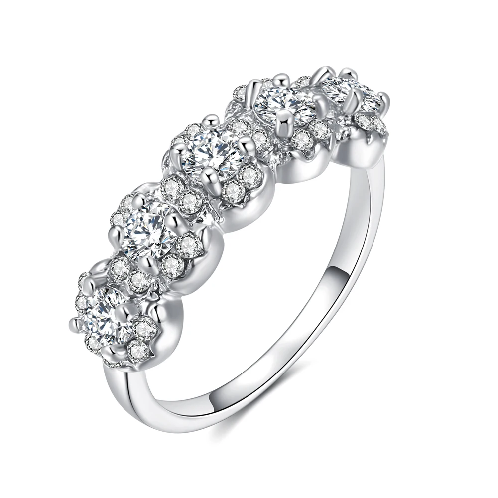 Female Big Crystal Round Engagement Ring 925 Silver Zircon Stone Ring Vintage Wedding Rings For Women wedding rings finger rings engagement rings zircon rings fashion ring crystal rings stone rings