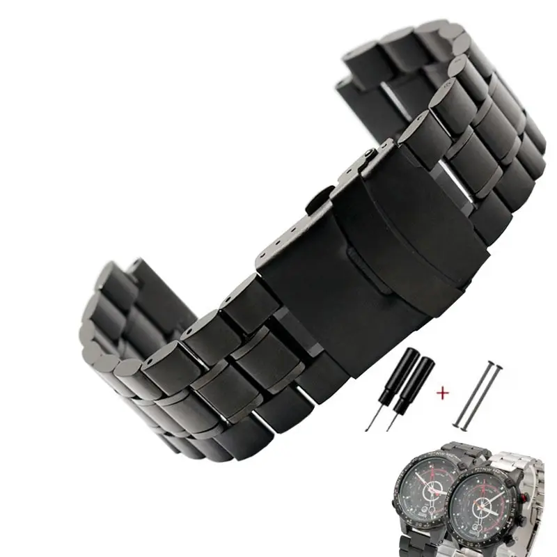 Ремешок для часов из нержавеющей стали для мужчин TIMEX T2N720 T2N721 TW2R55500 T2N721 ремешок для часов 24*16 мм наконечник наконечника серебристого и черного цвета браслет