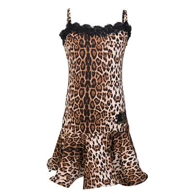 Leopard Сексуальное платье для латинских танцев; Детские платья для девочек; леопардовое платье; платье для румбы; платье гатсби; черная одежда для латинского танца; BL2449 - Цвет: Leopard