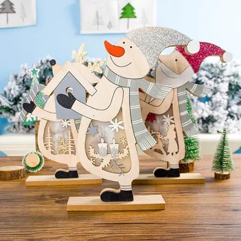 

LED Light Christmas Tree Star car Wooden Pendants Ornaments Xmas DIY Wood Crafts Kids Gift For Home Christmas Party Decorations