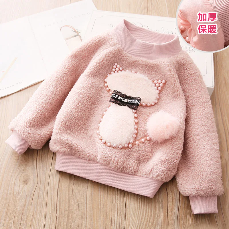 Sweatshirt for Girls Winter New Toddler Girl Cartoon Cat Print Sweatshirt Kids Girls Pink Sweaters Children's Pullovers Top