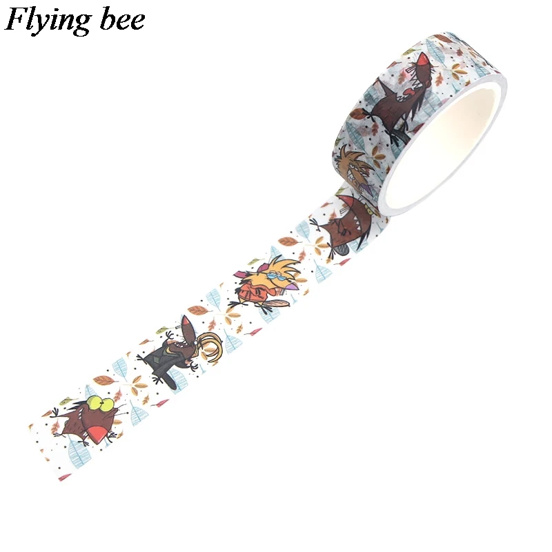 Flyingbee 15 мм X 5 м Милая Бумага васи лента angry beaver клейкая лента DIY Скрапбукинг наклейка этикетка маскирующая лента X0555