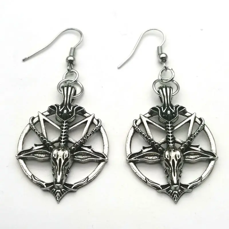 Drop Earrings Dangle Earrings Long Earrings Women Pentagram Pan God Skull Goat Head Pendant Earrings