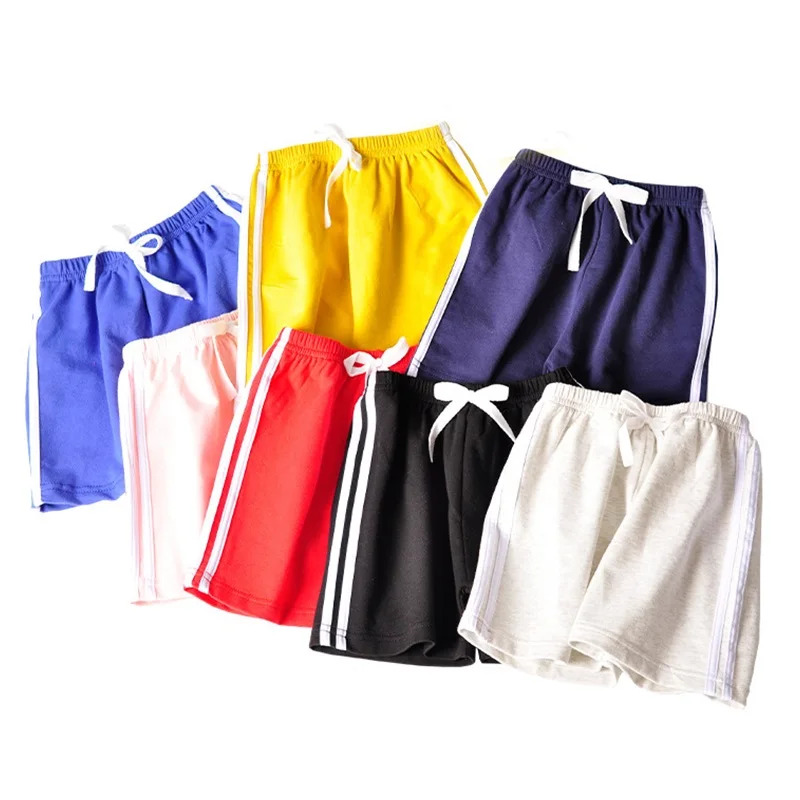 

Cotton Shorts For Children 3-14Y Teens Girls Boys Sport Wear Kids Summer Clothes Candy Color Short Pants Striped Jersey Shorts