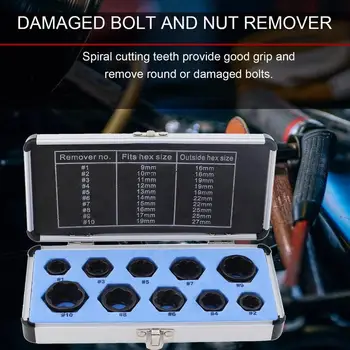 

10Pcs/Set Screw Remover Extractor Purpose Tools Extractor Removal Set Teeth Damaged Demolish Stripped Broken Bolt Tools Kit