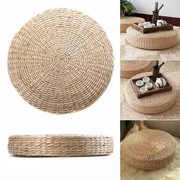 

12 inch Rustic Floor Cushion Straw Pouf Seat Meditation Home Decor