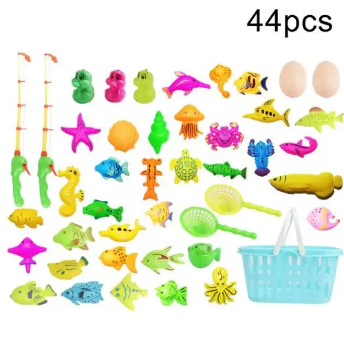 44pcs Детские игрушки, модели, строительная игрушка для рыбалки, детские игрушки, магнитный Набор для рыбалки, 60 видов морских обитателей, детская игра для рыбалки - Цвет: 44pcs