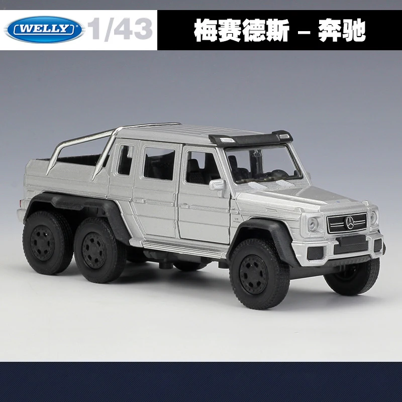 WELLY 1:43 высокая имитация классическая модель игрушки Benz AMG 6X6 металлический грузовик автомобиль сплав Классическая вытянуть назад литья под давлением коллекция подарки - Цвет: 3 silver