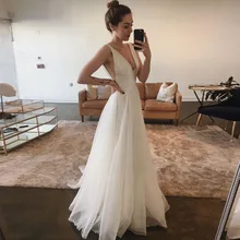 Реальные фотографии Прямая Новое очень сексуальное вечернее платье с глубоким v-образным вырезом Длинные Пышные вечерние платья белые женские тюлевые платья