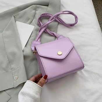 

Women Solid Color Crossbody Bags Female PU Leather Braid Strap Handbag 2020 Elegant Lady Square Daily Shoulder Messenger Pouch