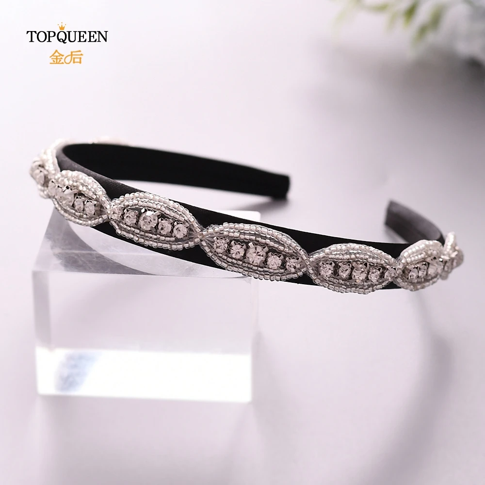 TOPQUEEN, S102-FG, свадебные стразы, аксессуары для волос, свадебная тиара, головные уборы, серебряные стразы, повязка на голову, барокко, лента для волос - Цвет: black