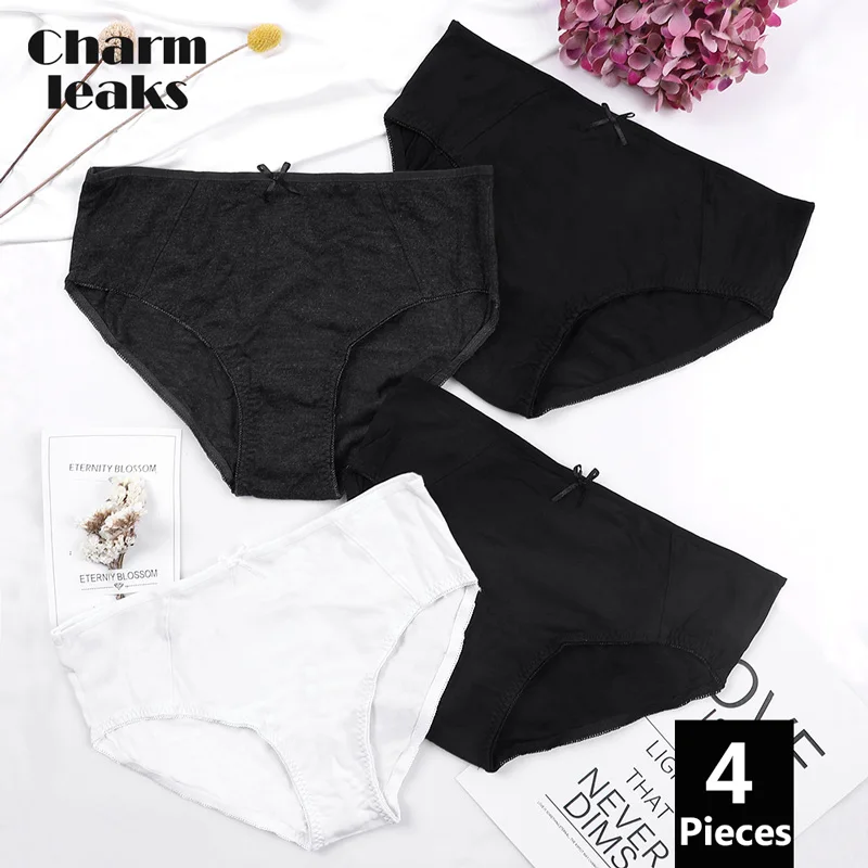 

Charmleaks Women Panties Tanga Thong Hipster Underwear 4 Packs Cotton Soft Stretch Bow tie Cozy Cotton Crotch Cueca Calcinha