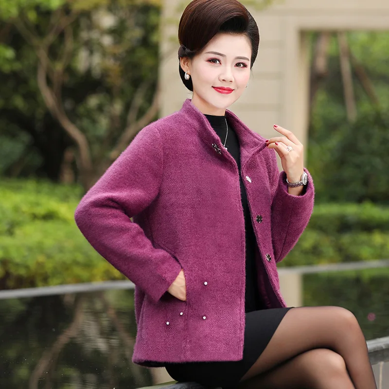 

Middle-aged Mom Fall And Winter Clothes Coat 2019 New Style Middle Aged And Elderly People Autumn Clothing Women's Woolen Topwea