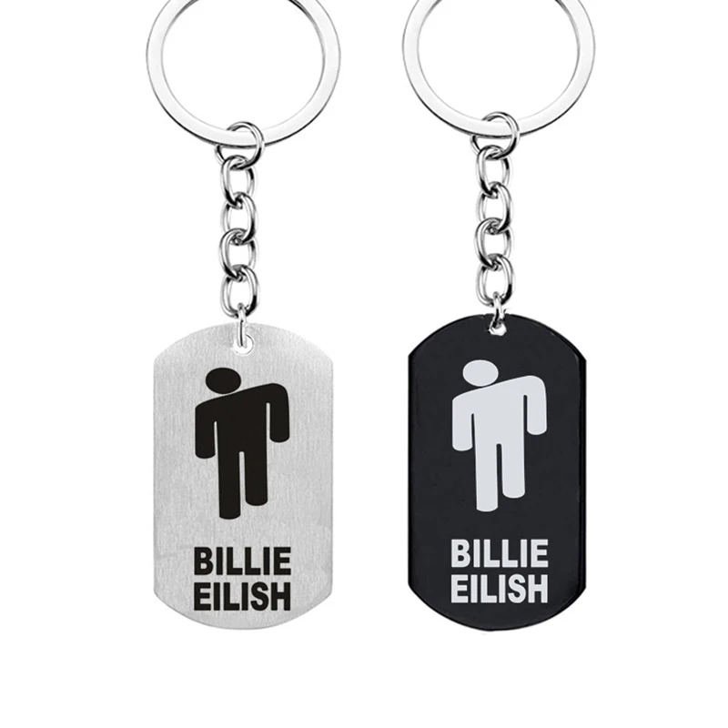 

Billie Eilish Keychain Hip Hop Singer Super Star Stainless Steel Key Chain Keyring Women Men Jewelry Fans Gifts