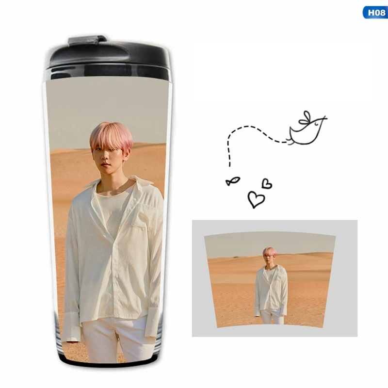 08 Kpop SuperM Мини альбом из нержавеющей стали чашка для воды K-pop BAEKHYUN LUCAS MARK TAEYONG TEN TAEMIN KAI двухслойная кривая чашка для бутылок - Цвет: 08