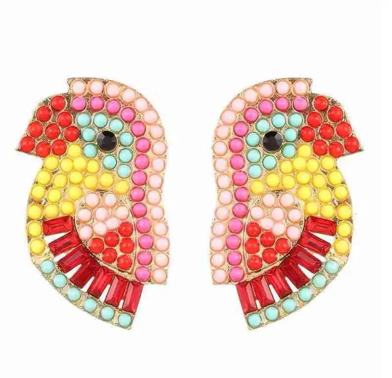 

Spaloria Fashion Big Rhinestone Parrot Earrings Cute Crystal Bird Dangle Drop Earrings For Women Girls Luxury Jewelry Brincos