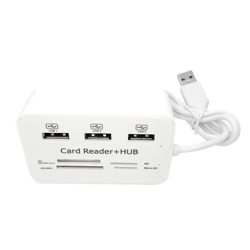 Новое поступление все в одном USB 2,0 концентратор 3 порта с USB кард-ридером концентратор 2,0 480 Мбит/с комбо для MS/M2/SD/MMC/TF для ПК ноутбука