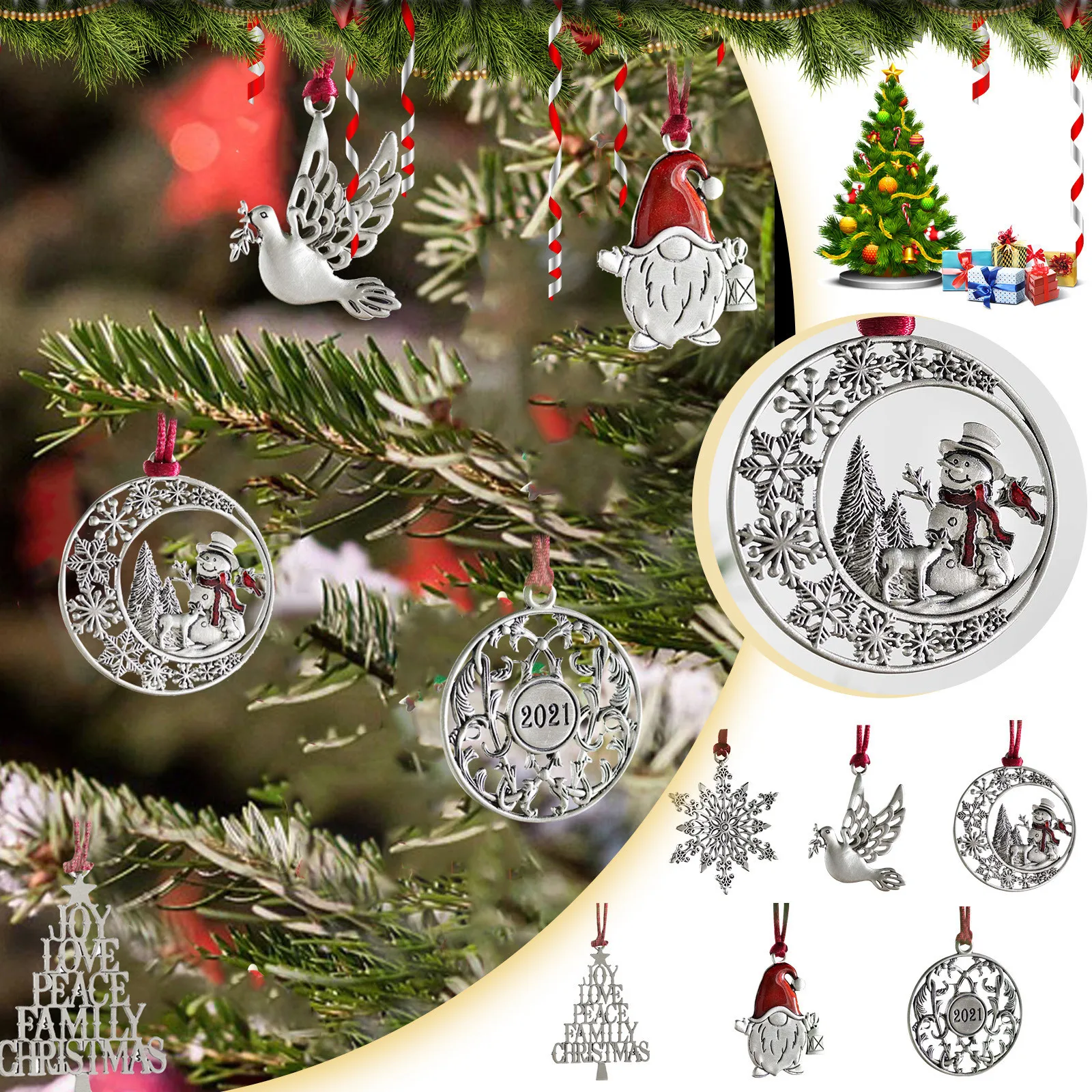 2022 Christmas Vacation Ornaments New Year 2022 Christmas Tree Ornaments Metal Double Sided Printing Ornaments  Holiday Ornaments Christmas Decorations For Home|Pendant & Drop Ornaments|  - Aliexpress