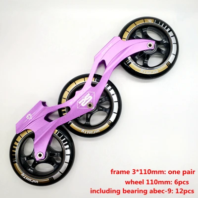 Скоростные коньки рама 3x110 мм фиолетовый цвет - Цвет: frame n wheel