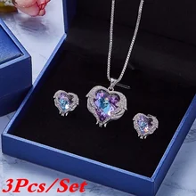 3 шт./компл. Цепочки и ожерелья набор кулон Цепочки и ожерелья с серьги комплект Для женщин Ювелирные изделия из кристаллов комплект Модные украшения Аксессуары