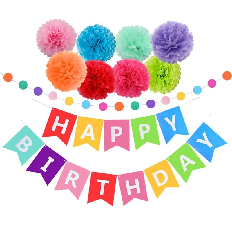 

Party Decorations Kids Garland Kit Paper Happy Birthday Banner Children Baby Boy Girl Child Bunting Adult Favors Supplies