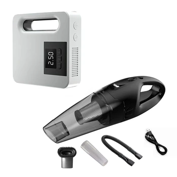 

1 Set 12V Protable Electric Car Air Pump Car Air Compressor & 1 Set 120W Car Vacuum Cleaner Cordless Strong Power
