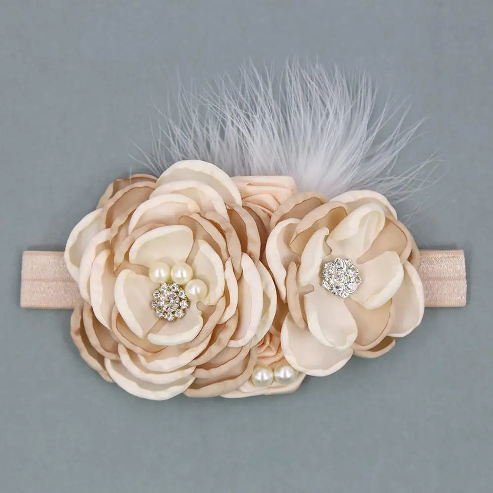 Flower Headband Baby Girls Accessories Vintage Rhinestone Newborn Photography Props Elastic Plain Hair Bands hair accessories hair headband accessories baby photography props