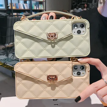 

Mobile Phone Cases For IPhone 11 Inclined Back Chain Mobile Cases For IPhone 11x Card Wallet Silicone Soft Wallet Shell Female