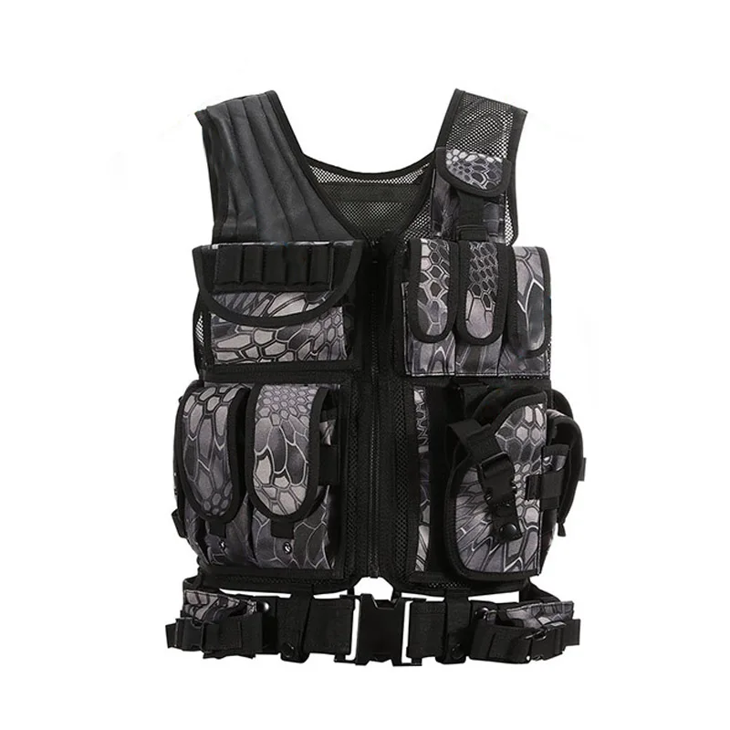 Kryptek black Военный Тактический Жилет Molle для пейнтбола, открытый жилет для страйкбола, для стрельбы, штурмовая пластина, жилет с кобурой, аксессуары для охоты - Цвет: Kryptek black