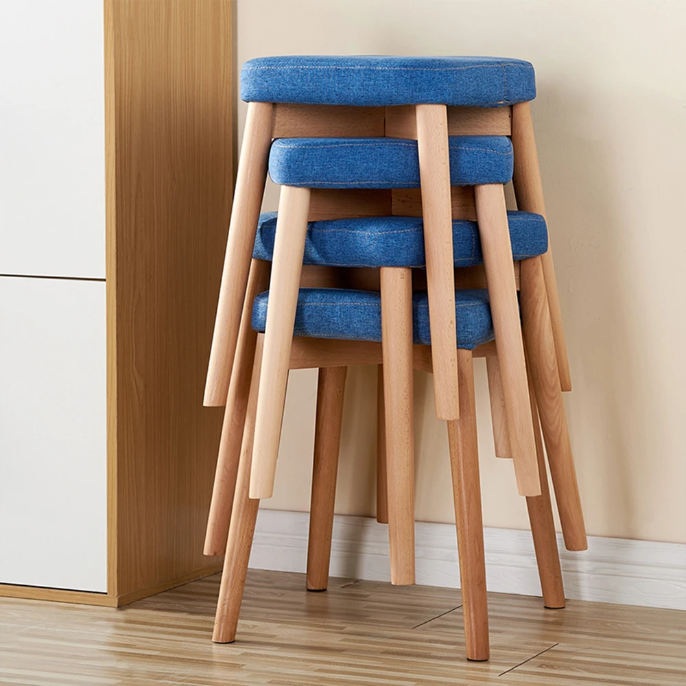 Wooden Stackable Stool Solid Wood Stool Fabric Cover Seat Cushion Square Padded Home And Commercial Backless Chair Aliexpress