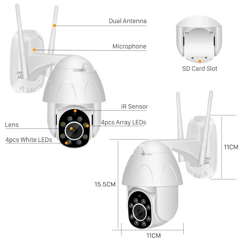 Беспроводная PTZ камера besder 1080 P, наружная, IP66, водонепроницаемая, ONVIF, двухсторонняя, аудио, связь, Wi-Fi, ip-камера безопасности, 30 м, ночное видение, CCTV