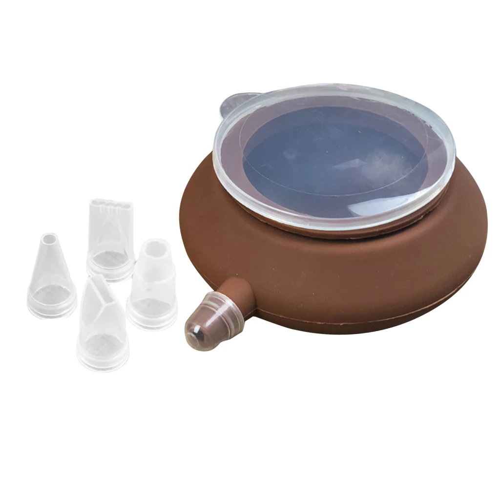 Pack 5 Nozzles Decorating Silicone Piping Icing Bag Pen Macaroon Nozzle Tips