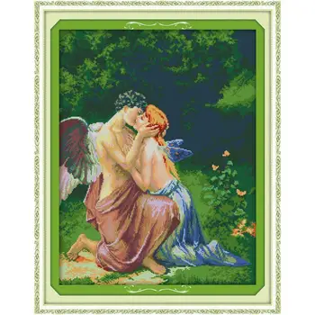 

Angels Kiss Scenery Patterns Printed Canvas Cross Stitch Kit DMC 14CT Fabric Counted Cross Stitch Embroidery Set Threads Crafts