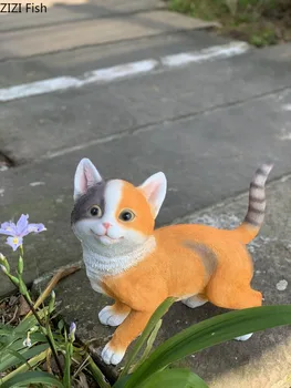 

Simulation Animal Lawn Ornaments Yellow Cat Garden Decoration Lovely Resin Kitten Painted Craft Park Pastoral Outdoor Decor