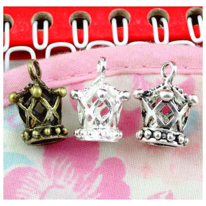 

50pcs Crown Charms Antique Silver Plated/ Bronze / Silver Plated 18*13*9mm Zinc Alloy Crown Pendant,DIY Jewel Keychain Supplies