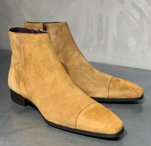 

High Quality Fashion Men Suede Leather Vintage Boot Slip-on Ankle Boot Casual Classic Male chelsea Boots Zapatos De Hombre 4M287