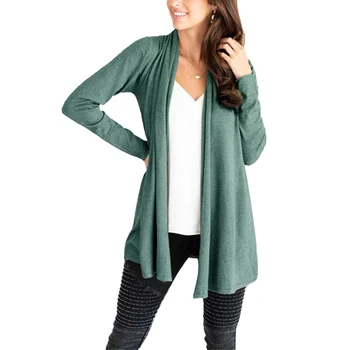 

Fashion Women Coat Autumn New Solid Color Thin Section Wild Long Sweater Knitwear Cardigan Coat Women
