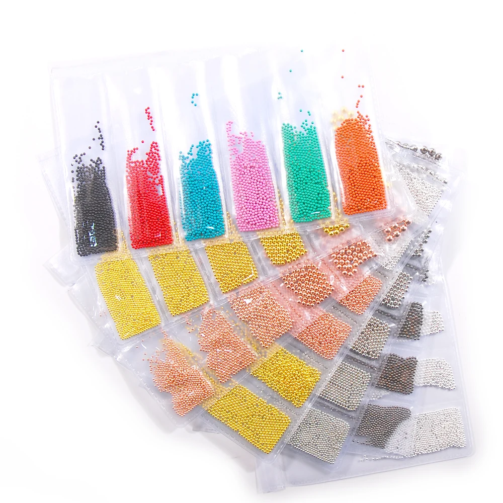 

3D Metal Micro Beads The Shape Of Round Stainless Steel Nail Jewelry Design For Nails Art Decorations 6 Grids/Bag