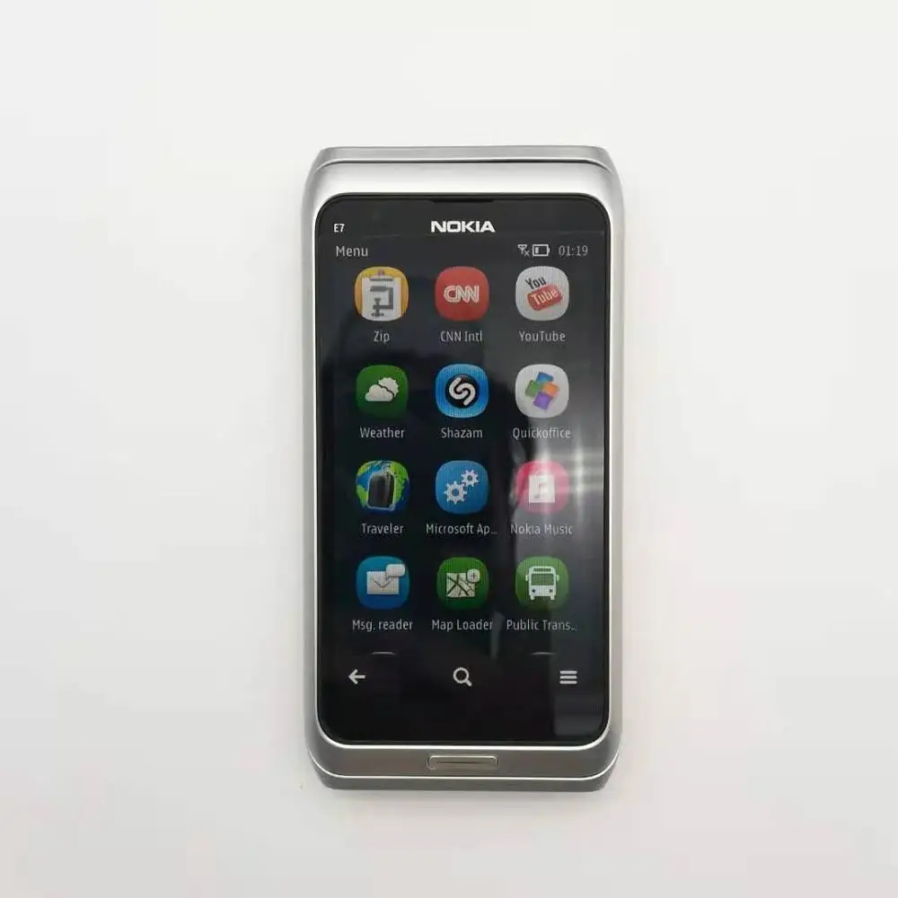 Серебристый NOKIA E7 мобильный телефон разблокированный 3g wifi смартфон Восстановленный сенсорный экран - Цвет: Серебристый