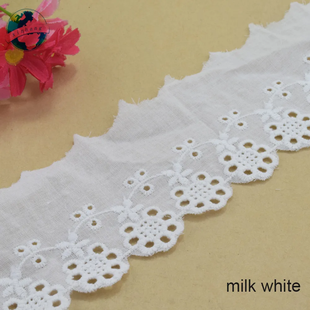 Sewing Lace 6cm Wide Cotton Embroid Ribbon Guipure Trim Wedding Decoration DIY Dolls Colthes Accessories Lace Edge#4159
