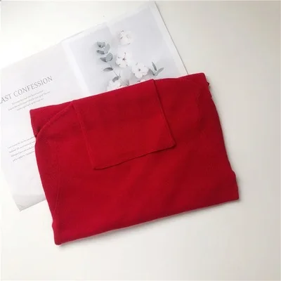 Red Женский свитер, Классический свитер, разноцветный, Одноцветный, с высоким воротником - Цвет: Red