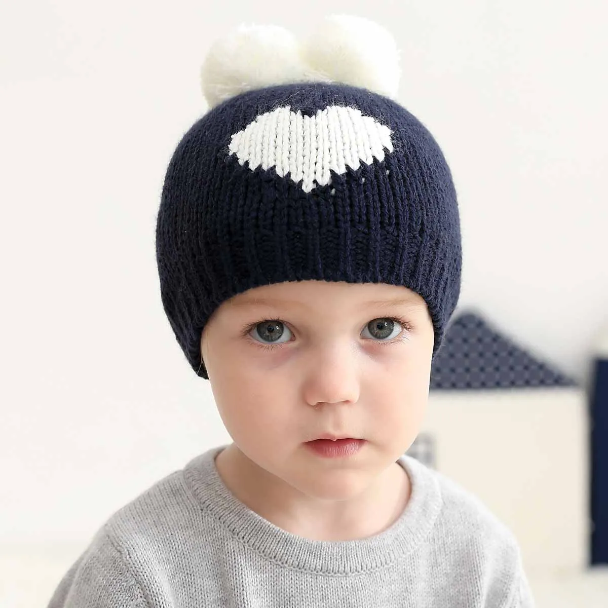 Осенне зимние детские шапки бини с милым сердцем для маленьких мальчиков и