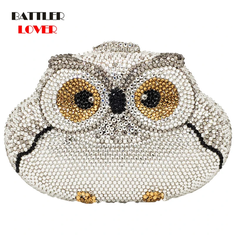 Bags for Women Dazzling Silver Owl Clutch Women Crystal Evening Bag Wedding Cocktail Party Diamond Minaudiere Handbag and Purse