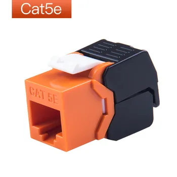 

Ethernet RJ45 Cat5e Jack Tool Less Keystone Jack Repeatable Using For 23-26AWG Cable 15u" Gold Plated Pin Contacts 4 Colors