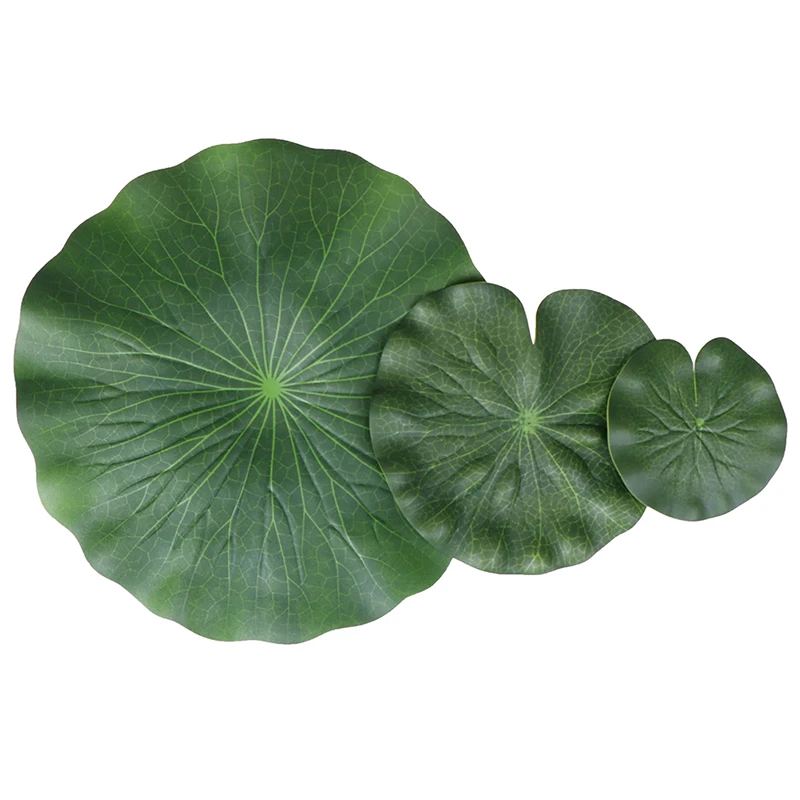 Pack Of 9 Artificial Floating Foam Lotus Leaves Water Lily Pads Ornaments Green | Perfect for Patio Koi Fish Pond Pool Aquariu
