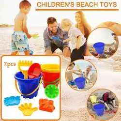 7 enfants Plage Jouets Sable Sandbeach Enfants Plage Jouets Outils Jeux Pelle L'eau Râteau Seau Jouer Bêche Château Extérieur Bébé B4R6 