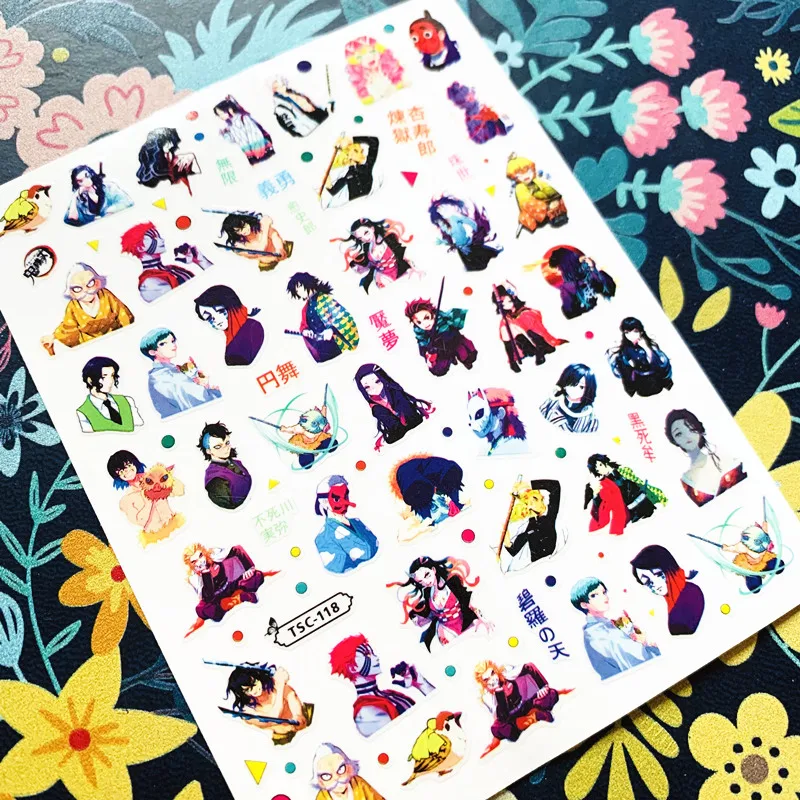 Newest TSC series TSC-105-111 Anime characters 3d nail art stickers decal template diy nail tool decoration