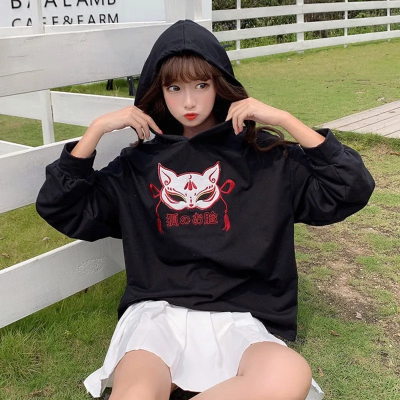 Осенние женские толстовки с японским буквенным принтом Harajuku, толстовка, зимние повседневные женские топы, рубашки, свободная верхняя одежда Kawaii